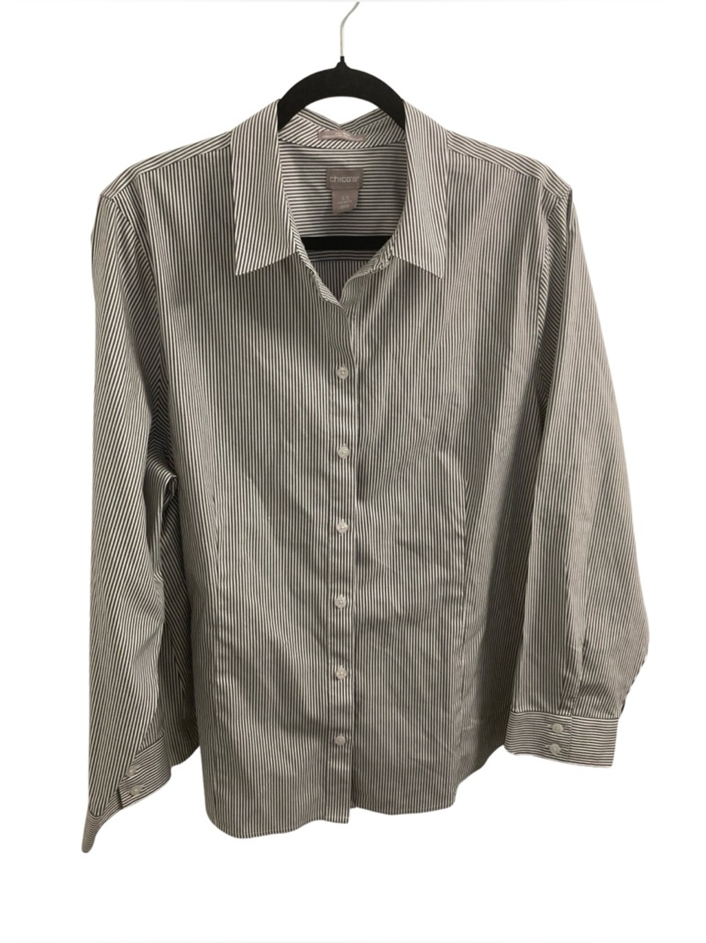 Chico's No Iron Coolmax All Season Striped Blouse Size 3.5